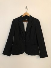 M&S Blazer Jacket Size 14 Black 60% Linen Lined Smart Casual VGC Women's Event