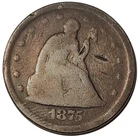 1875 Seated Liberty Quarter Low Grade Silver US Coin #1066