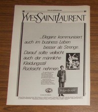 Seltene Werbung vintage YVES SAINT LAURENT - M&auml;nnliche Business-Anz&uuml;ge 1981