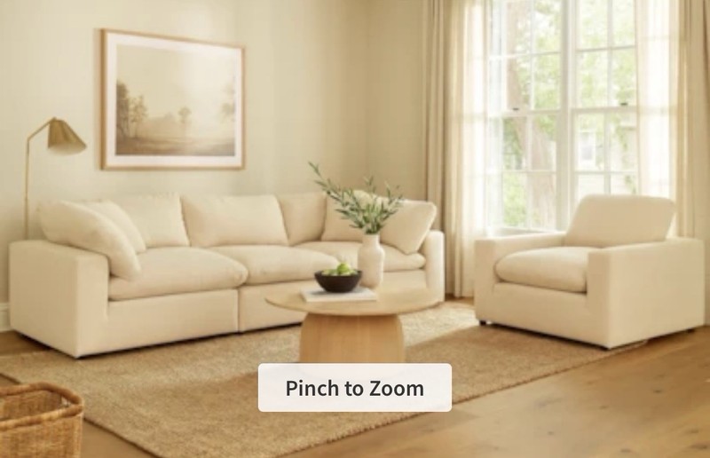 Living Spaces Zone Cream White Fabric 3 Piece Modular Sofa 