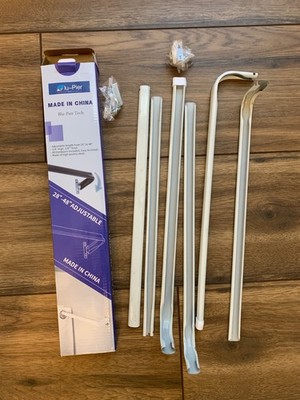 Blu-Pier Tech White Adjustable Curtain Rod 28in To 48in double pack
