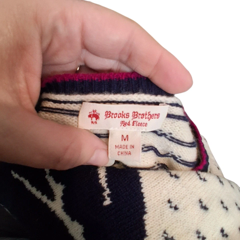 Brooks Brothers Rojo Polar Suéter Mujer Mediano Esquí Nórdico Lana Jersey Foto 2 de 4