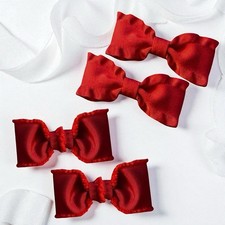 Set of 4 Red Satin Hair Bows with Alligator Clips Girls Hair Accessories
