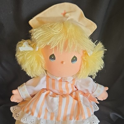 Applause Precious Moments Nurse Doll 1986 Small Blonde Hair Pink Striped Dress