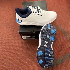 Under Armour Drive Pro Wide Golf Shoes White/Blue, UK Size 8