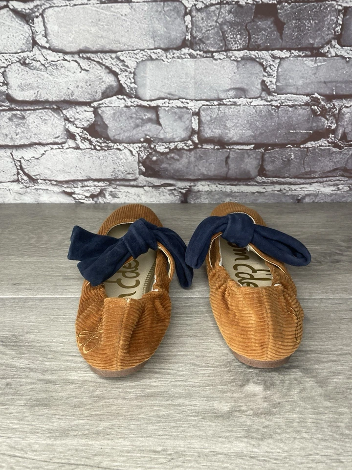 Sam Edelman Felicity Mostaza Azul Marino Arco Ballet Zapatos Planos Niños Grandes Talla 3M EE. UU./34EU Foto 4 de 4