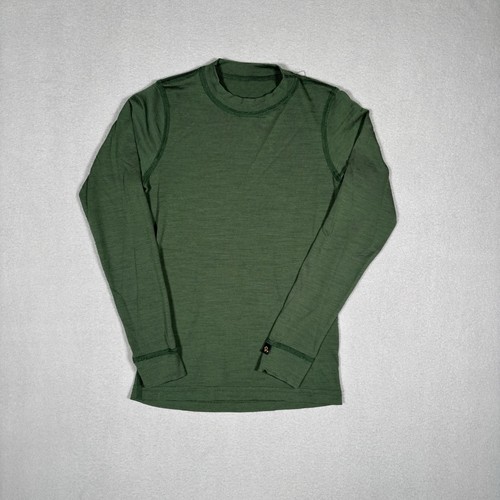 Menique Base Layer Kids Small Green Merino Wool Long Sleeve Stretch