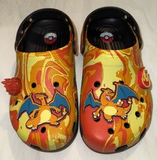 Crocs big kids J5 Pok mon Charizard Clogs Flame Graphic Orange Yellow Slides L3