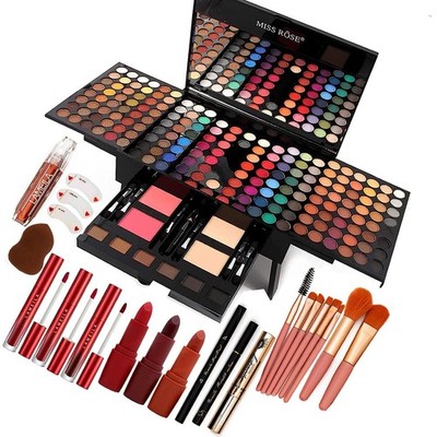 190 Colors Makeup Pallet Full Kit Eyeshadow Lipstick Concealer 004-black