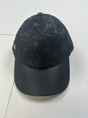 Steve Madden Black Faux Leather Women s Hat / Cap Star Embossed