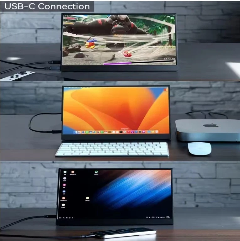 OLED 13.3" FHD Portable Monitor 1ms Response Time HDMI USB-C For Gaming PS5 Xbox - Image 2 of 4