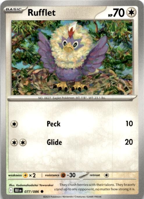 Rufflet 077/086 Common Black Bolt Pokemon Near Mint