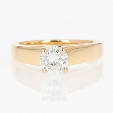 GIA .61ct Round Cut Diamond Solitaire Engagement Ring 18k Yellow Gold Size 5