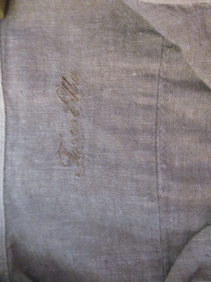 Camisa con botones de lino para hombre Tasso Elba talla XXL manga larga gris Foto 3 de 4