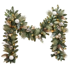 CG Hunter 2.7m (9 ft.) Decorated Garland Pre-Lit with 90 LED Lights