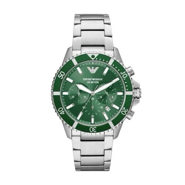Emporio Armani Men's Watch Diver Chronograph 43mm Green AR11500