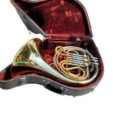 Vtg F E Olds Ambassador Single French Horn Gold Brass With Conn Hard Case Vtg F E Olds Ambassador Single French Horn Gold Brass With Conn Hard Case