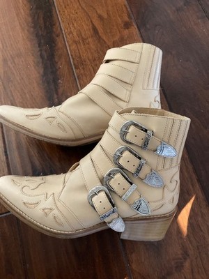 Toga Pulla Leather Ankle Western Boots Beige EU 38 US 7.5 -- Excellent Condition