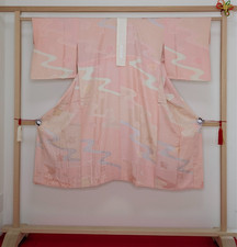 Pure Silk Kimono Lounge Robe Juban Pink Embroidered Collar Japanese Undergarment