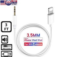 3Ft AUX 3.5mm Audio Cable Adapter For iPhone 6 7 8 XS 11 12 13 1 4 Pro Max, iPad