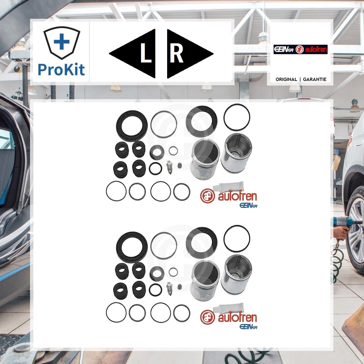 2x ORIGINAL® Autofren Seinsa Reparatursatz, Bremssattel Hinten für Iveco