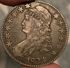 1824 50C Capped Bust Half Dollar - Problem-Free Original VF