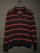 Polo Ralph Lauren quarter-zip Boys L 14-16 Striped Knit Pullover Sweater Black