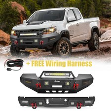 For 2015-2022 Chevy Colorado Front And Rear Bumper Kit W/winch Plate&leds Combo