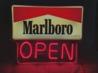 Vintage Marlboro Cigarettes Electric Neon OPEN Sign 1994 - Works