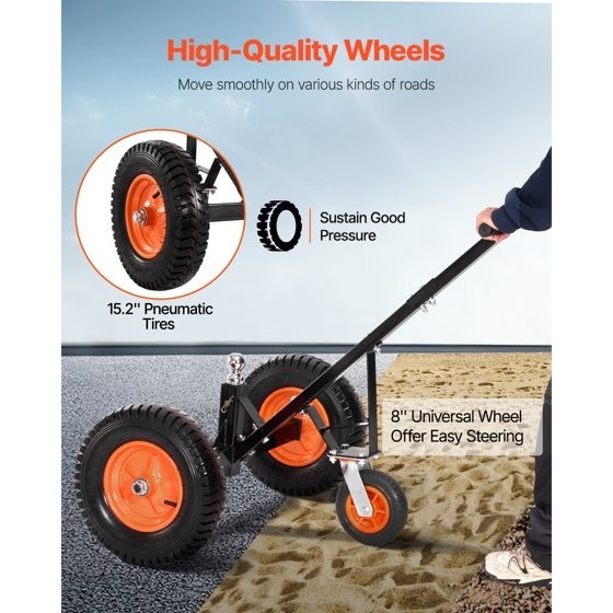 1200lbs Adjustable Trailer Dolly Mover with 2" Hitch Ball, 18''-22'' Height