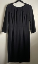 Talbots Sheath Dress Womens 4 Black 3/4 Sleeve Stretch Classic Career Minimalist