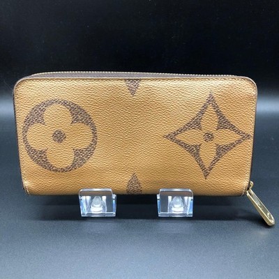 Louis Vuitton Monogram Giant Reverse Zippy Wallet 19.5cm Leather Brown Good