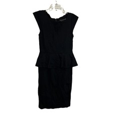 Alice Olivia Employed Womens Black Cap Sleeve Short Peplum Dress Size 4