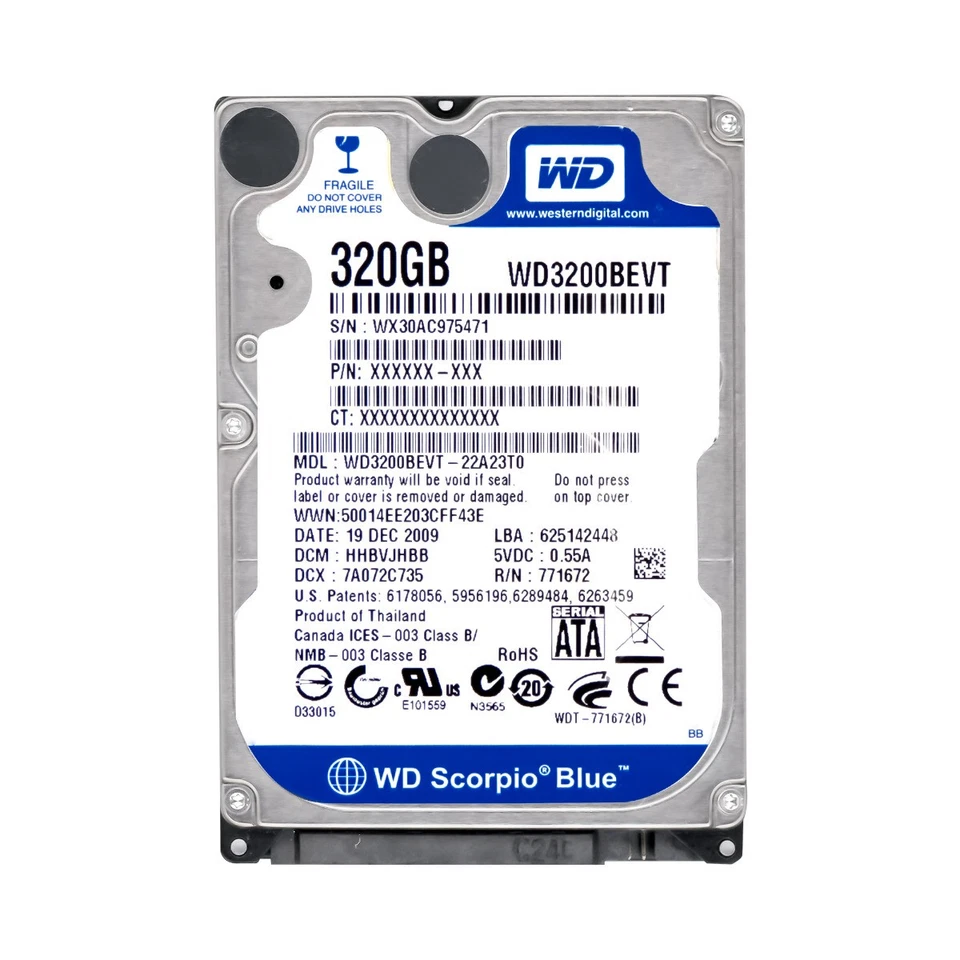 Disque Dur WD SCORPIO BLUE WD3200BEVT 320GB 5.4K 8MB SATA II 2.5'' - Photo 3/3