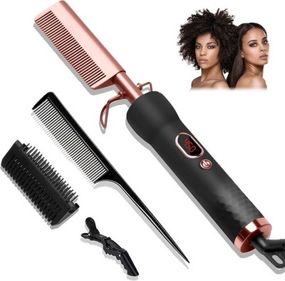 Hot Comb,Travel Curling Iron Double Voltage 110-240V with European Plug Adapt...