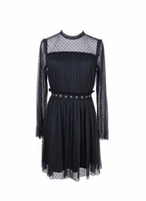 Forever 21 Black Sheer Polka Dot Long Sleeve Dress - Size M
