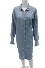 Karen Kane Women Light Blue Collared Shirt Dress Long Sleeve Button Size XL