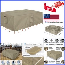 -Round Weatherproof Patio Table Cover - Elegant 90"L x 64"W in Camel