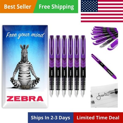 Zebra Fuente - Disposable Fountain Pen - Purple Ink - Pack of 6