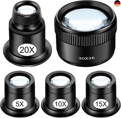 EEEKit 5PCS Uhrmacherlupe, 5X 10X 15X 20X 30X Augen Lupe Monokulare,