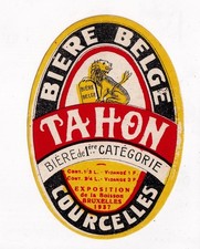 1935 LOUIS TAHON BRASSERIE, COURCELLES, BELGIUM BIERE BELGE BEER LABEL