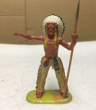 Sammelfigur Elastolin Hausser ca. 7cm H&auml;uptling mit Lanze  M 1:25 - unbespielt