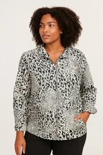 Chico's Zenergy Cheetah Metallic Full Zip Jacket Womens Lightweight Hooded Sz L