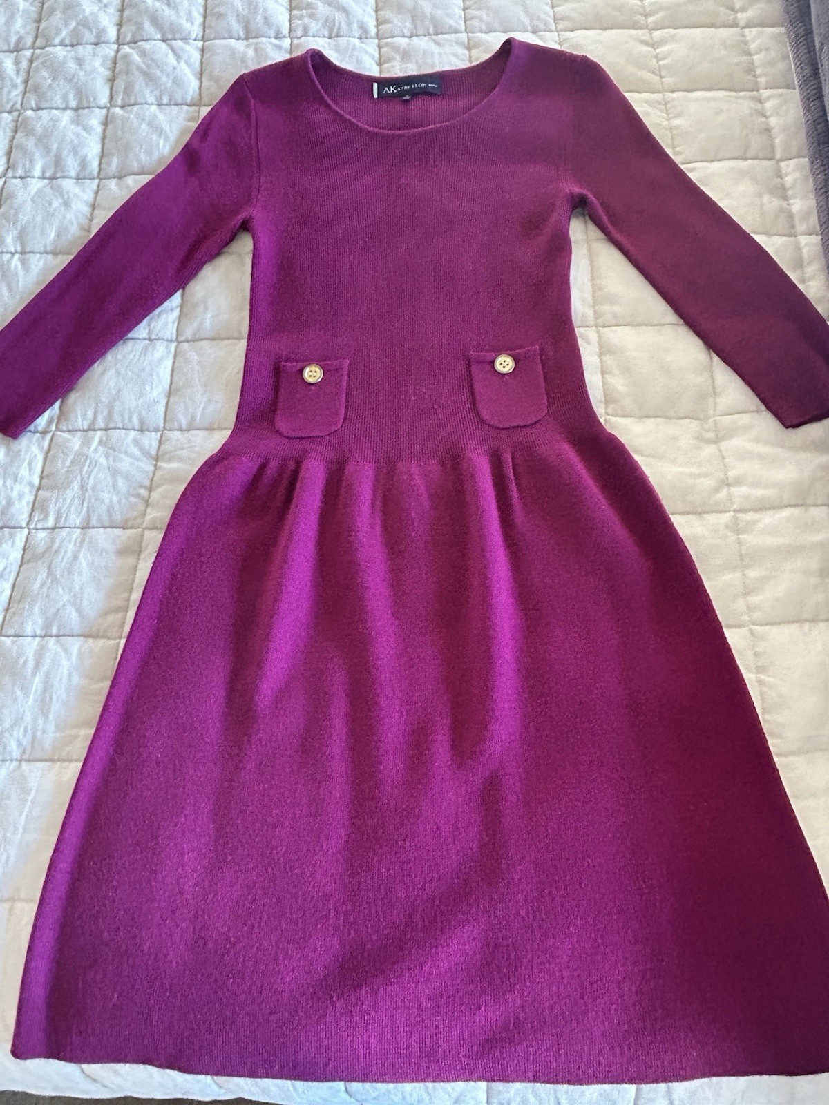 Ann Klein Women's Wool& Acrylic Fall Knit Dress Size Small