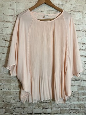 Cato Top Womens 18/20W Powder Pink Accordian Pleated Dolman Sleeve Soft Girl