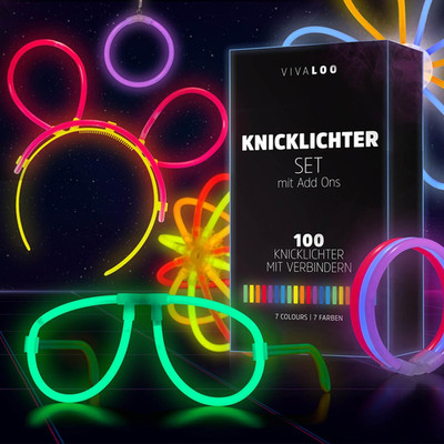 Vivaloo Glow Sticks Party Set 100 Stück - Leuchtstäbe Mit Verbinder Für Leuchtar