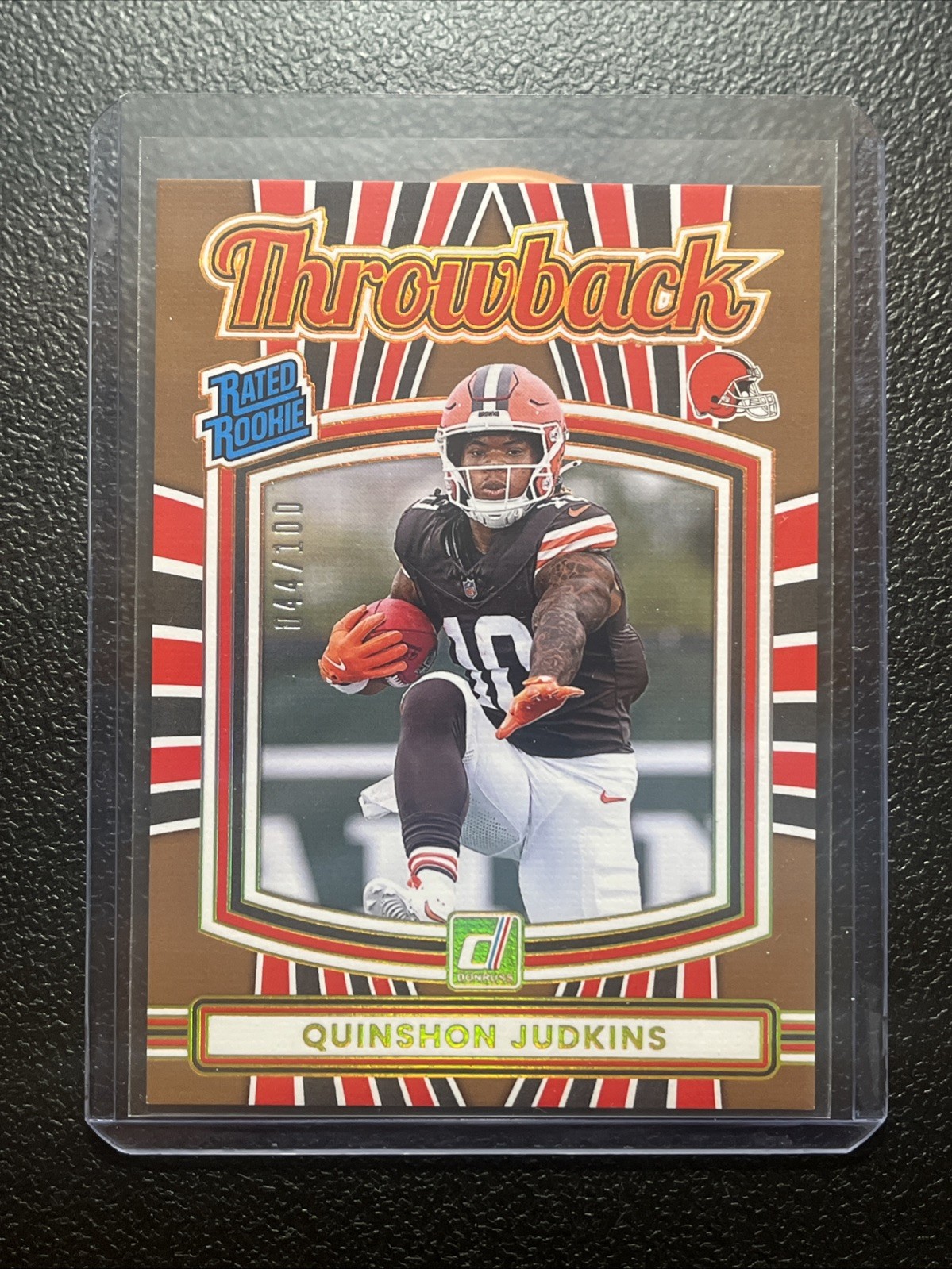 2025 Panini Donruss Quinshon Judkins Rated Rookie Throwback Studio /100 RC