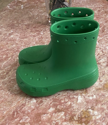 New Crocs Classic Crush Women's Green Ankle Platform Rain Boots
