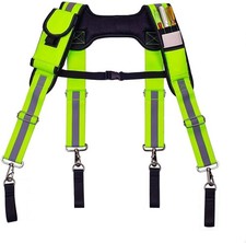 Reflective Tool Belt Suspenders Padded Heavy Duty Work Suspenders for Carpenter