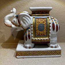 Vintage Asian Ceramic Painted Elephant Plant ...